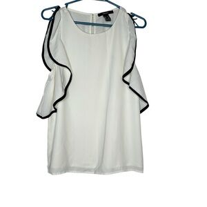 Forever 21 Ivory Blouse with Black Edging